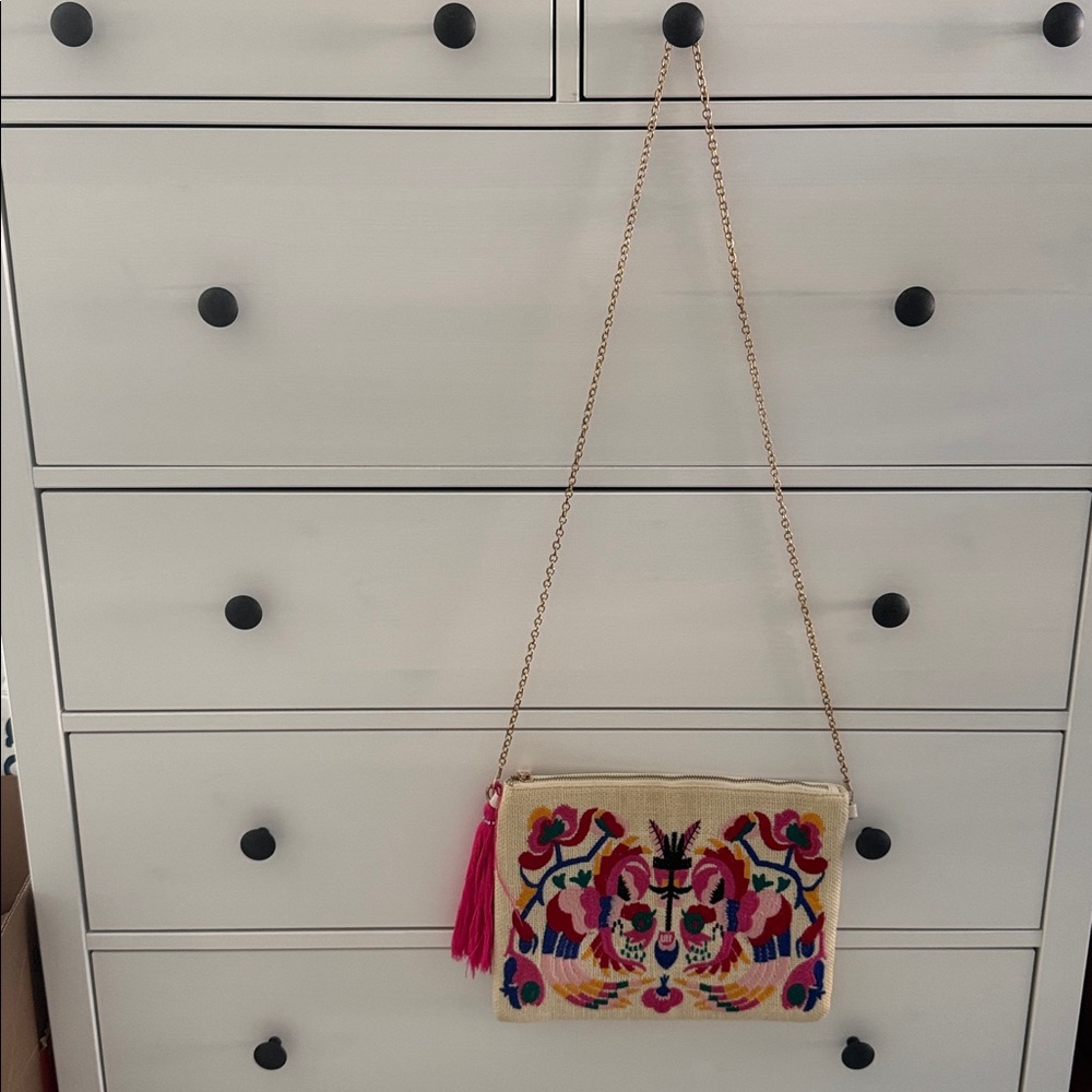 Embroidered Multicolor Floral Clutch Cross Body Bag - Picture 5 of 7